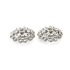 Flower Brass Micro Pave Clear Cubic Zirconia Bead Caps KK-V008-33P-2