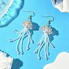 304 Stainless Steel Glass Seed Beads Jellyfish Dangle Earrings EJEW-MZ00553-01-1