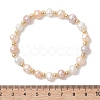 Natural Cultured Freshwater Pearl & Brass Beads Stretch Bracelets for Women BJEW-JB13519-2