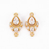 Brass Micro Pave Clear Cubic Zirconia Link Connectors X-ZIRC-S068-023-NF-1
