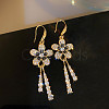 Flower Alloy Crystal Rhinestone Tassel Dangle Earrings FS-WG038B8-01-2