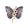Snake & Butterfly Brass Micro Pave Cubic Zirconia Brooches JEWB-V003-05G-2