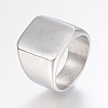 Tarnish Resistant 304 Stainless Steel Signet Band Rings for Men RJEW-G091-16-17mm-P-1