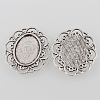 Tibetan Style Alloy Flower Tray Cabochon Settings TIBE-M021-07AS-2