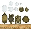 DIY Blank Owl/Round Glass & Tibetan Style Alloy Pendant Making Kits DIY-FS0006-11-5