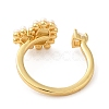Cubic Zirconia Heart Open Cuff Ring with ABS Plastic Pearl Beaded RJEW-M148-05G-2