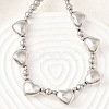 Brass Heart Bib Round Beaded Necklaces for Women NJEW-D314-09G-2