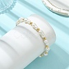 Natural Baroque Keshi Pearl & Brass Beaded Bracelets for Women BJEW-JB13957-1