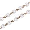 Handmade Round Glass Pearl Beads Chains for Necklaces Bracelets Making AJEW-JB00035-02-4