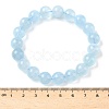 Natural Aquamarine Round Bead Stretch Bracelets for Men Women BJEW-U034-01A-04-5
