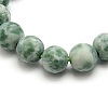 Frosted Natural Green Spot Jasper Round Bead Strands G-M064-8mm-10-2
