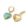 Heart with Rainbow Real 18K Gold Plated Brass Dangle Hoop Earrings EJEW-L268-042G-05-2