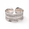 Bohemia Tibetan Style Alloy Thick Open Cuff Bangle for Women BJEW-E002-01AS-04-2