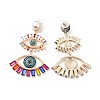 Rhinestone Double Evil Eye Dangle Stud Earrings with Acrylic Pearl Beaded EJEW-J045-03A-KCG-2