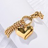 Ion Plating(IP) 304 Stainless Steel Twisted Chain & Cable Chain Heart Charm Bracelets for Women BJEW-H613-01G-2