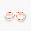 Brass Micro Pave Cubic Zirconia Huggie Hoop Earring Findings KK-O112-13RG-2