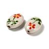 Flower Theme Printed Handmade Porcelain Beads LAMP-D303-06E-03-3