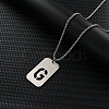 Rectangle with Hollow Out Letter 201 Stainless Steel Pendant Necklaces FS-WG34D20-10-1