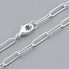 Brass Round Oval Paperclip Chain Necklace Making MAK-S072-04A-S-1