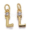 Brass Micro Pave Clear Cubic Zirconia Pendants ZIRC-Z011-35L-1
