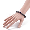 Natural Lava Rock Round Beaded Stretch Bracelet with Evil Eye Lampwork BJEW-JB07838-3