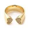 Brass Micro Pave Cubic Zirconia Open Cuff Rings RJEW-P098-13G-2