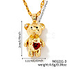 Brass Pave Cubic Zirconia Cute Bear Pendant Necklaces for Women ZL7523-3-1