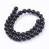 Natural Dyed & Heated Black Onyx Round Beads Strands X-G-L087-10mm-01-2