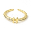 Clear Cubic Zirconia Initial Letter Open Cuff Ring RJEW-H120-09G-H-2