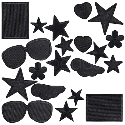 Gorgecraft 20pcs 10 style Star/Flower/Heart Iron on Cloth Patches PATC-GF0001-30-1