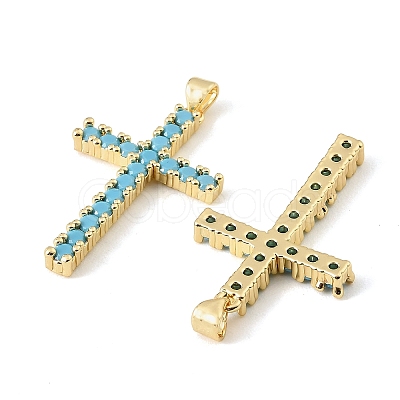 Brass Micro Pave Sky Blue Cubic Zirconia Pendants CU-CBA9CBD-01G-1
