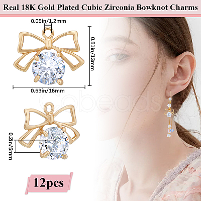12pcs Clear Cubic Zirconia Charms KK-BBC0013-85-1