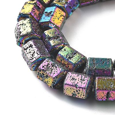 Electroplated Natural Lava Rock Beads Strands G-A251-A01-01A-1