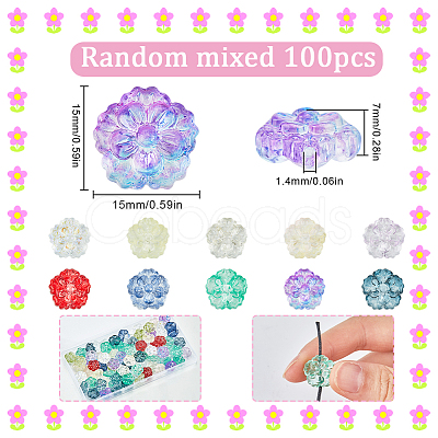 100Pcs Spray Painted Transparent Glass Beads GLAA-SC0002-40-1