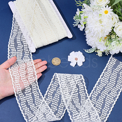 10Yards Polyester Embroidery Mesh Flower Lace Ribbon OCOR-GF0005-41B-1
