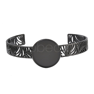 304 Stainless Steel Blank Cuff Bangle Bases with Flat Round Tray SA-CBA82C8-04C-EB-1
