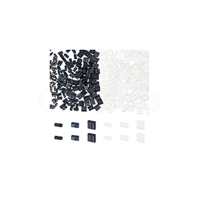 360Pcs 6 Styles 2-Hole Opaque Glass Seed Beads SEED-NB0002-13-1