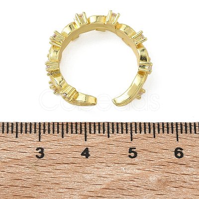 Brass Micro Pave Cubic Zirconia Cuff Open Rings RJEW-C163-10G-1