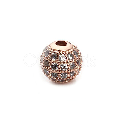 CZ Brass Micro Pave Grade AAA Clear Color Cubic Zirconia Round Beads LS-KK-O065-6mm-05RG-NR-1