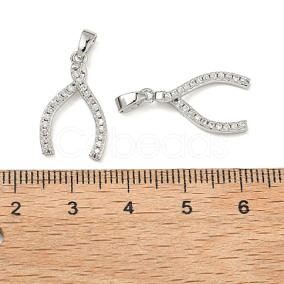 Brass Micro Pave Clear Cubic Zirconia Pendants KK-H254-13P-1