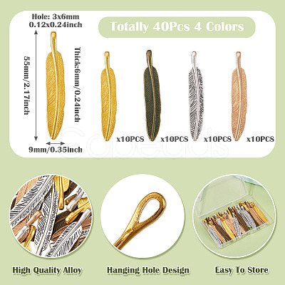 40Pcs 4 Colors Tibetan Style Alloy Big Pendants FIND-TA0009-61-1