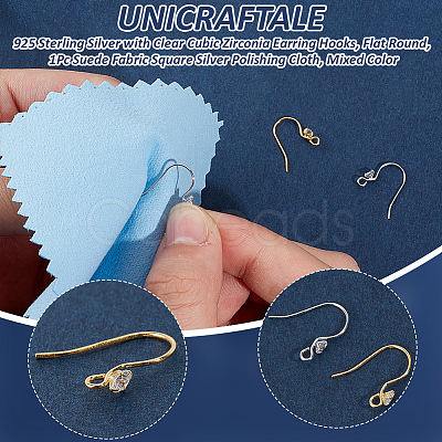 2 Colors 925 Sterling Silver with Clear Cubic Zirconia Earring Hooks STER-UN0001-30-1
