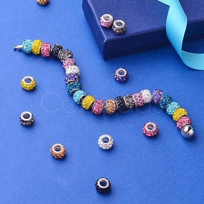 Polymer Clay Rhinestone European Beads CPDL-JP0001-01-1