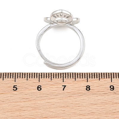 Brass Micro Pave Cubic Zirconia Adjustable Ring Components KK-CBAC351-02P-1
