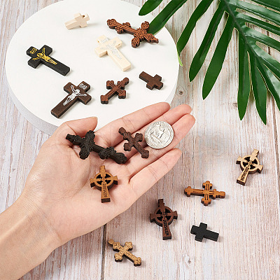 150Pcs 15 Style Wood Pendants WOOD-FW0001-04-1