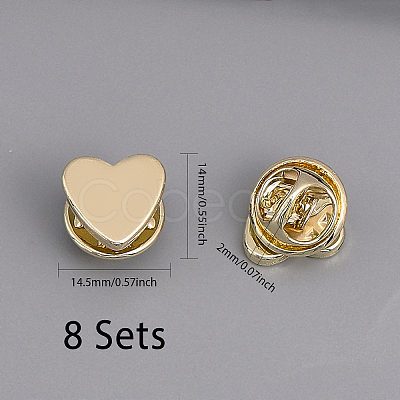 8 Sets Brass Heart Lapel Pin Brooch JEWB-CA0001-34-1