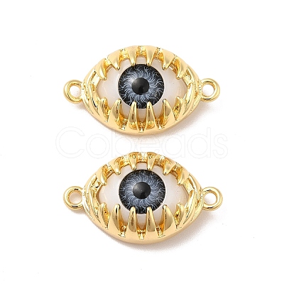 Evil Eye Resin Brass Connector Charms RESI-E026-01G-M-1