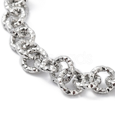 Non-Tarnish 304 Stainless Steel Textured Rolo Chain Bracelet BJEW-K226-02P-1
