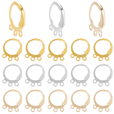90Pcs 3 Colors Brass Leverback Earring Findings KK-SC0004-53-1