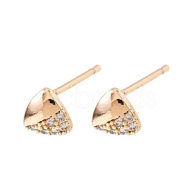 Brass Micro Pave Clear Cubic Zirconia Triangle Stud Earrings EJEW-L278-03G-1